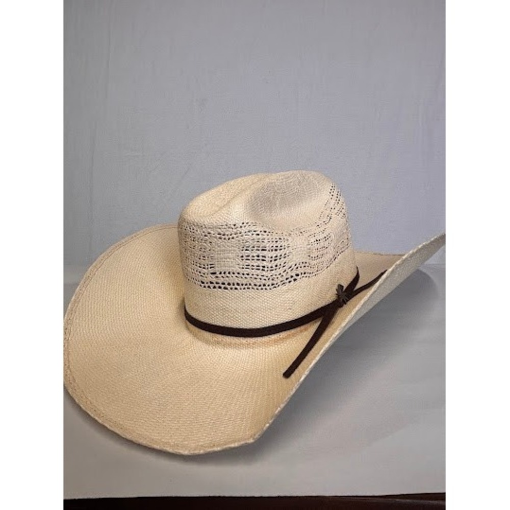 Bailey Western Bangora Straw Cowboy Hat Natural Ivory 7 1/8 Vented Star Stud